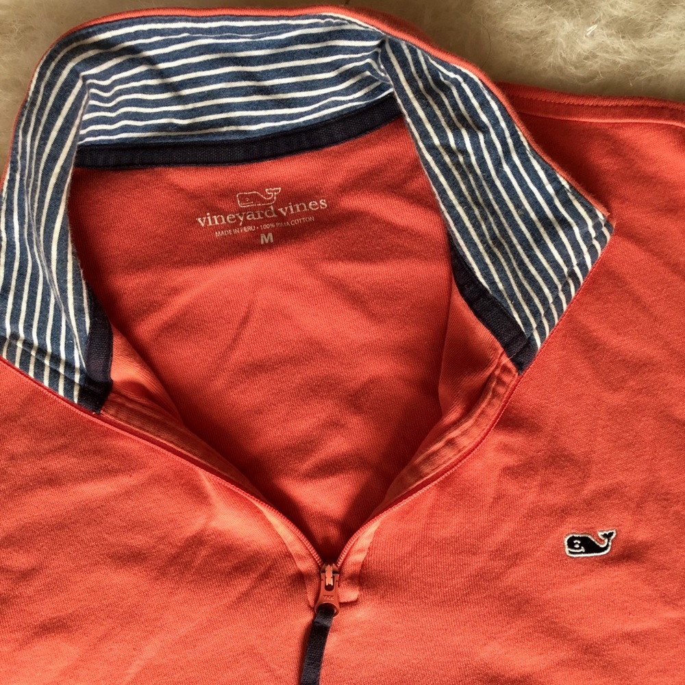Vineyard Vines Coral Half Zip Pullover Sweater